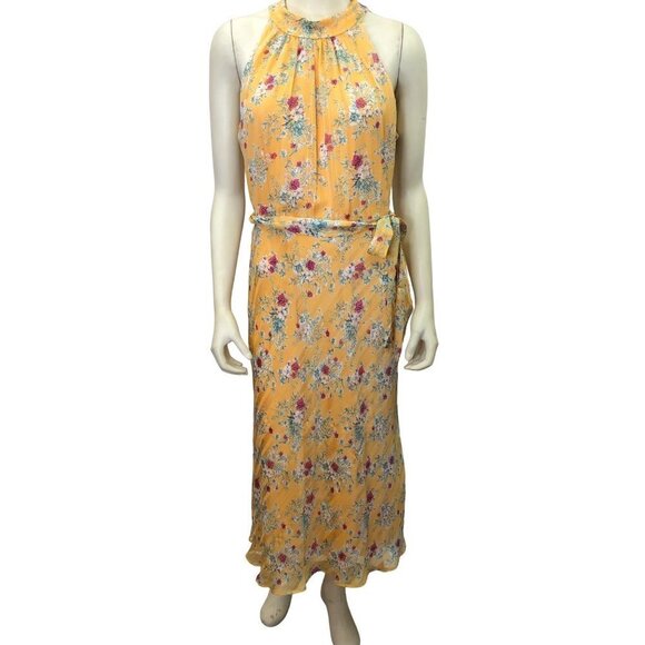 Adrianna Papell Dresses & Skirts - ADRIANNA PAPELL $159 FLORAL Yellow Belted Midi Sheath Dress 10 NWT